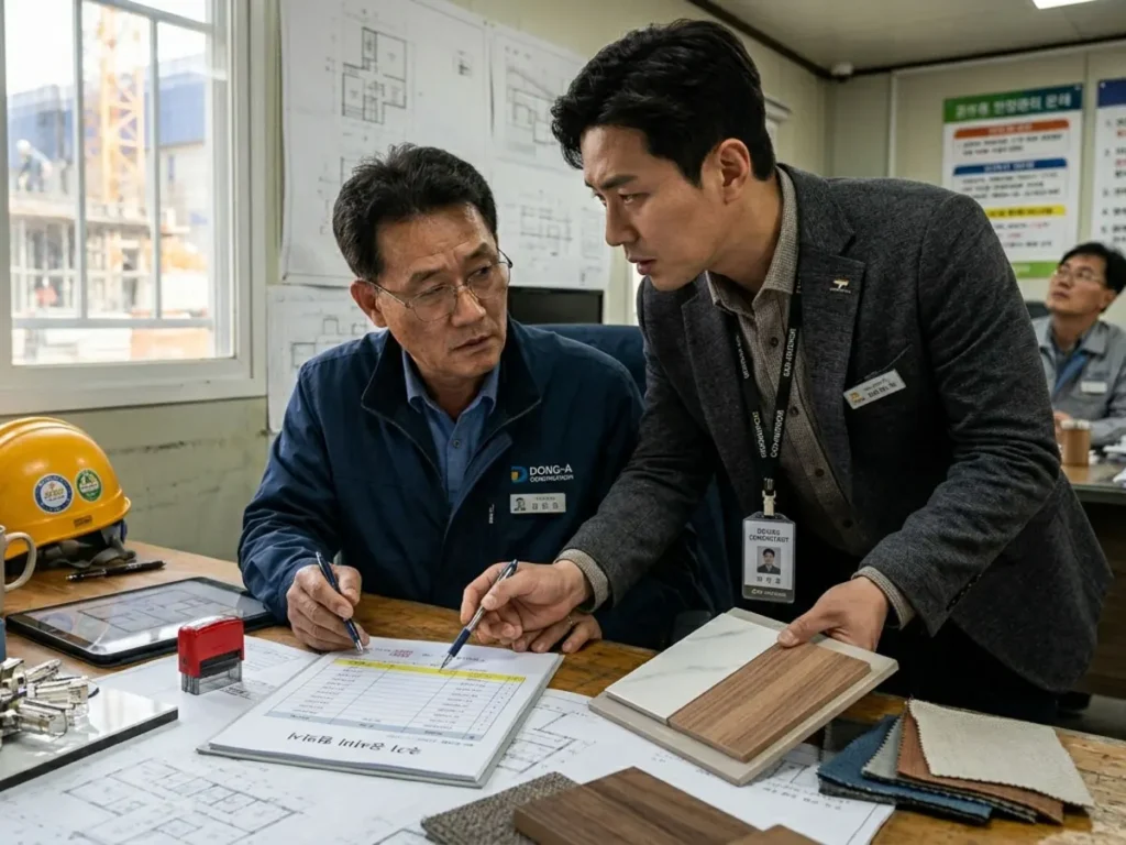 인테리어 추가 비용 협의 상황