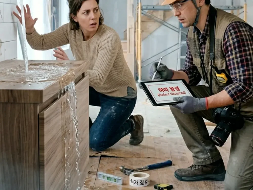 하자보수 욕실 누수 상황